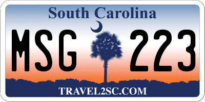 SC license plate MSG223