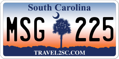 SC license plate MSG225