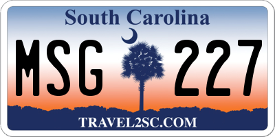 SC license plate MSG227