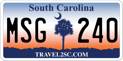 SC license plate MSG240