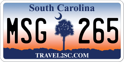 SC license plate MSG265