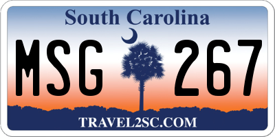 SC license plate MSG267