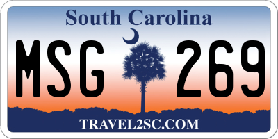 SC license plate MSG269