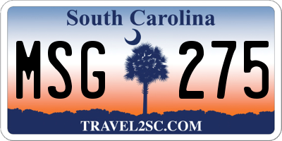 SC license plate MSG275