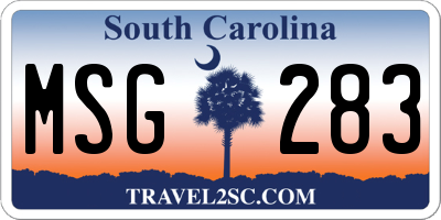 SC license plate MSG283