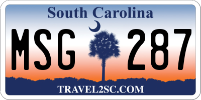 SC license plate MSG287