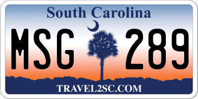 SC license plate MSG289