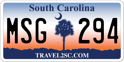 SC license plate MSG294