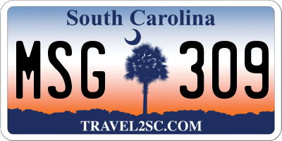 SC license plate MSG309