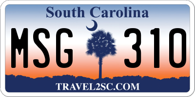 SC license plate MSG310