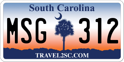 SC license plate MSG312