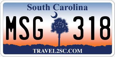 SC license plate MSG318