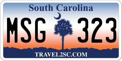 SC license plate MSG323