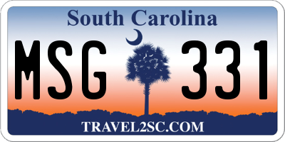 SC license plate MSG331