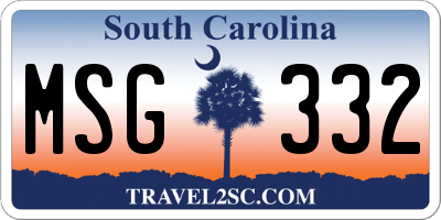 SC license plate MSG332