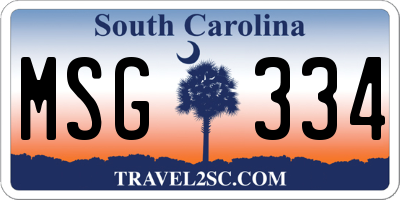 SC license plate MSG334