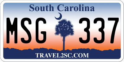 SC license plate MSG337
