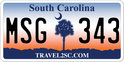 SC license plate MSG343