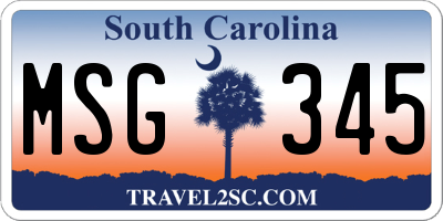 SC license plate MSG345