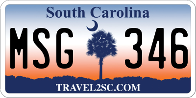 SC license plate MSG346