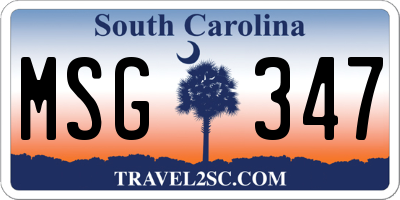 SC license plate MSG347
