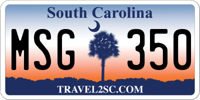 SC license plate MSG350