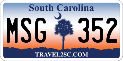 SC license plate MSG352