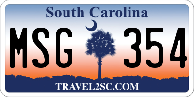 SC license plate MSG354