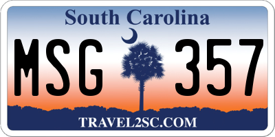 SC license plate MSG357