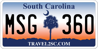 SC license plate MSG360