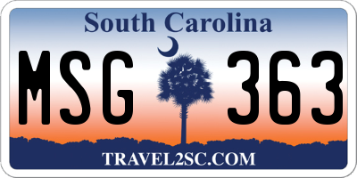 SC license plate MSG363