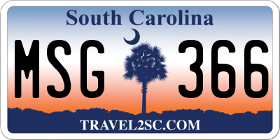 SC license plate MSG366