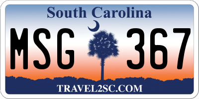 SC license plate MSG367