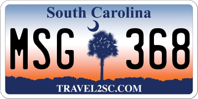 SC license plate MSG368