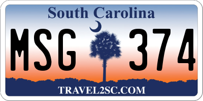 SC license plate MSG374