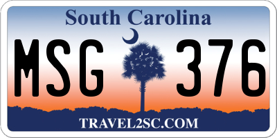 SC license plate MSG376