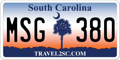 SC license plate MSG380