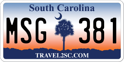 SC license plate MSG381