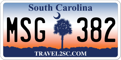 SC license plate MSG382