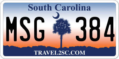 SC license plate MSG384