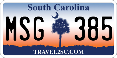 SC license plate MSG385