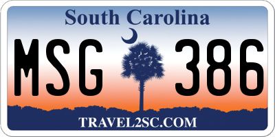 SC license plate MSG386
