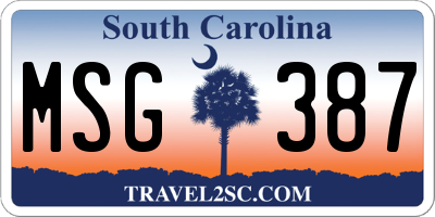 SC license plate MSG387