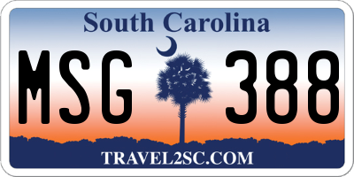 SC license plate MSG388