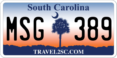 SC license plate MSG389