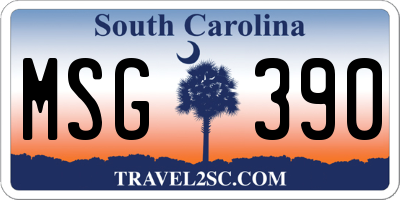 SC license plate MSG390