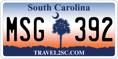 SC license plate MSG392