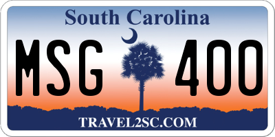 SC license plate MSG400
