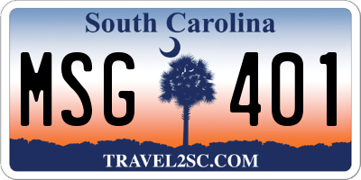 SC license plate MSG401