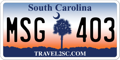 SC license plate MSG403